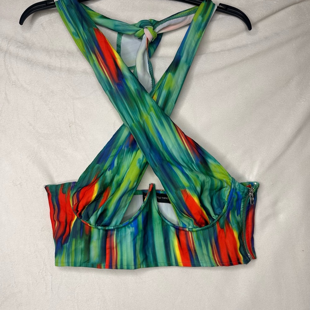 Multicolor Halter Crop Top
